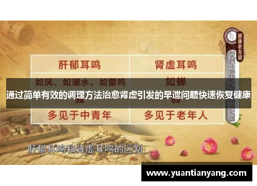 通过简单有效的调理方法治愈肾虚引发的早迣问题快速恢复健康